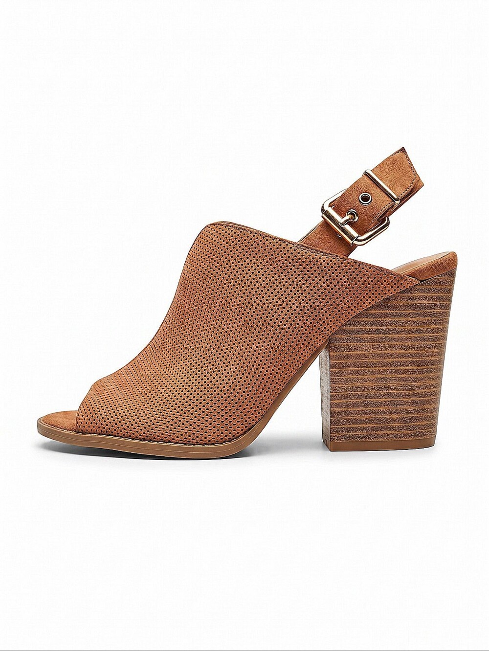NEW! Altard State Women's Perforated Slingback Block Heel Sandal - Tan